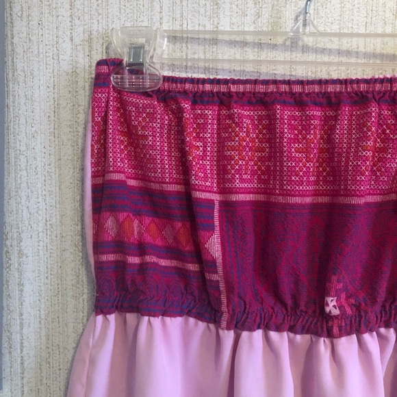 Strapless Hmong inspired short mini dress pink - Picture 4 of 5